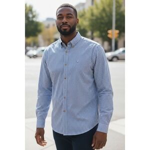 Ariat Pro Series Mens Blue Gingham Long Sleeve Button Down Shirt XL